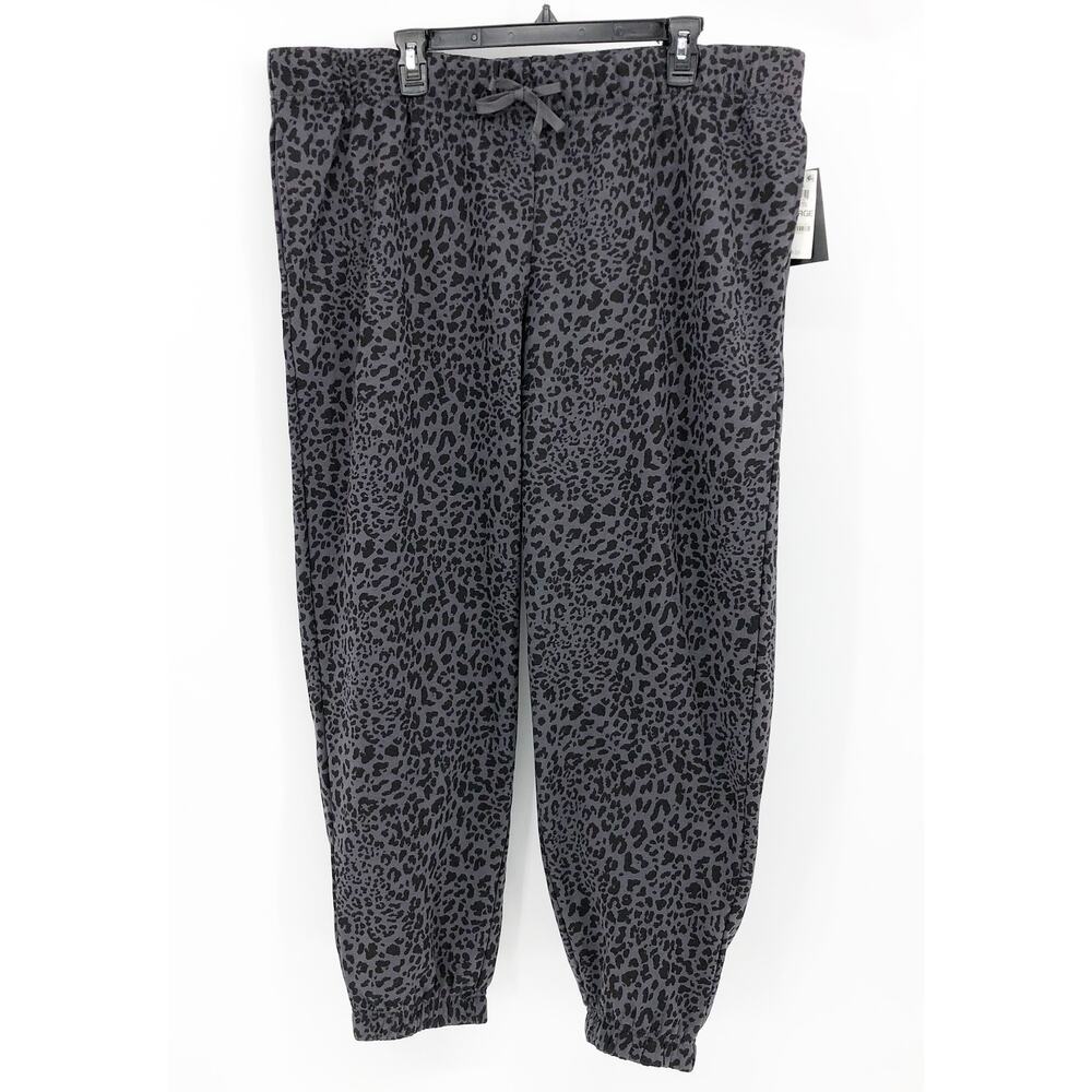 IDEOLOGY Women's Fleece Cheetah-Print Jogger Pants XXL Black Drawstring NWT - Picture 5 of 12